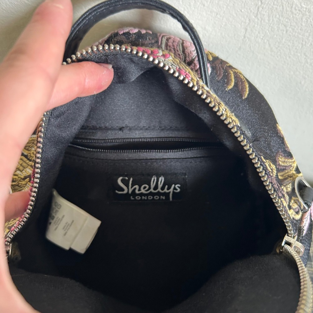 EUC Shellys London Mini Backpack Tapestry Floral Size Mini Black Multi Woven - Picture 5 of 5
